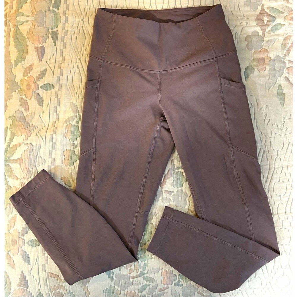 Yogalicious Lux High Waist Side Pocket Ankle Leggings Mauve Purple Size XS